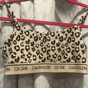 Leopard print cotton sports bra